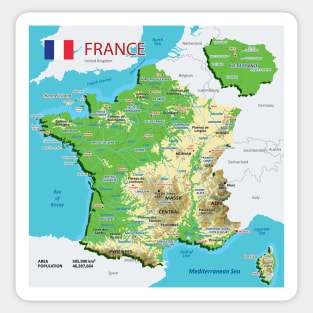 Geographic map of France Sticker